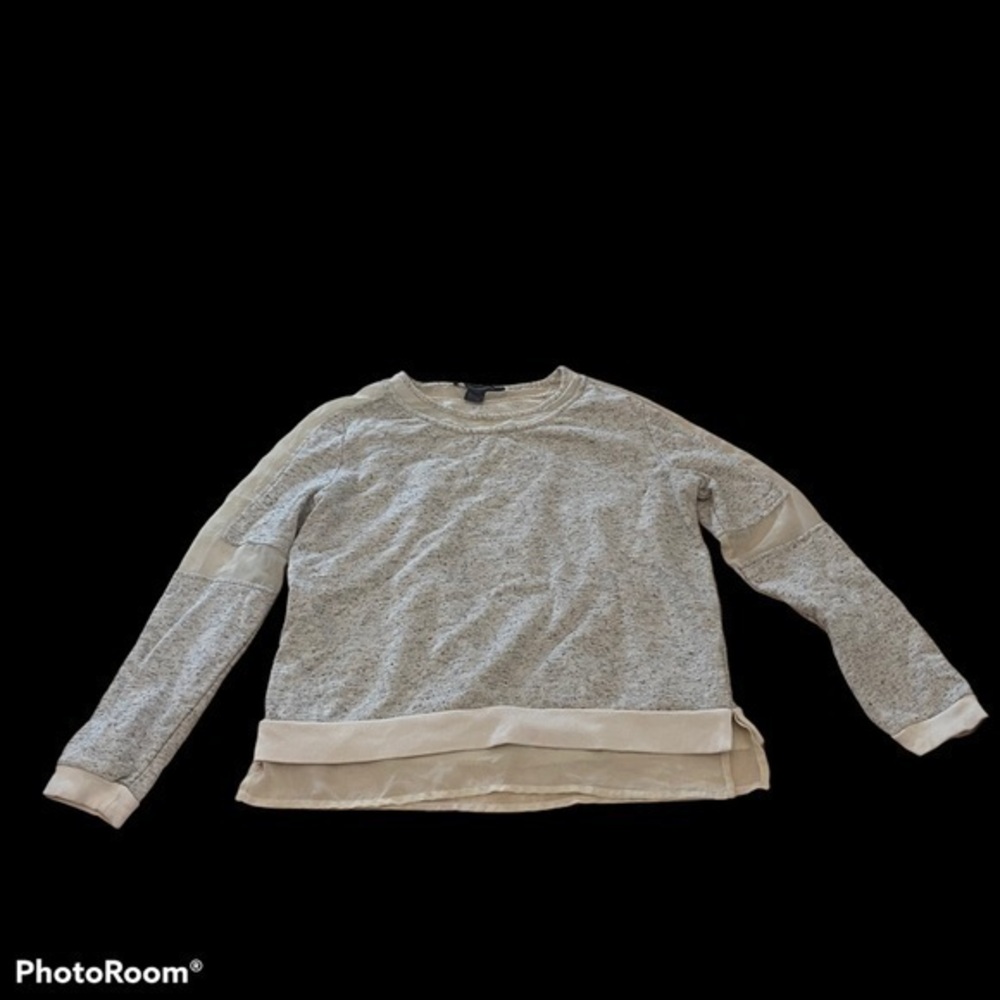 Gray and white sheer french connection crew neck